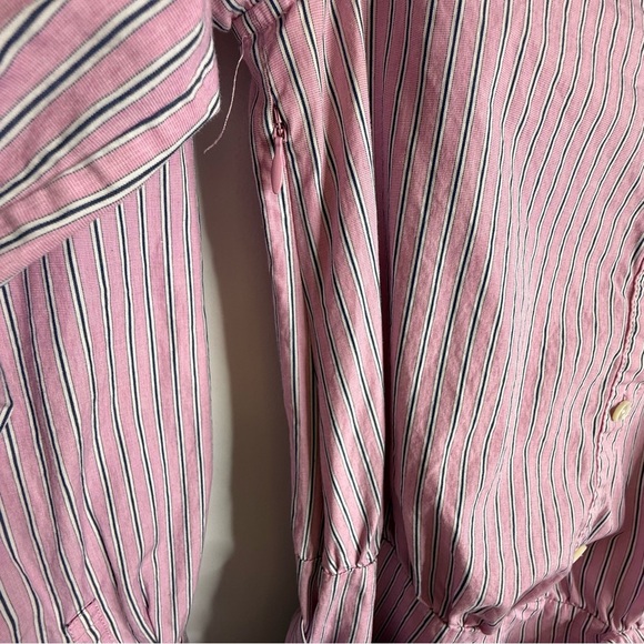 Derek Lam 10 Crosby Striped Poplin Tie-Front Long-Sleeve Shirtdress Pink - 4 - Picture 5 of 11